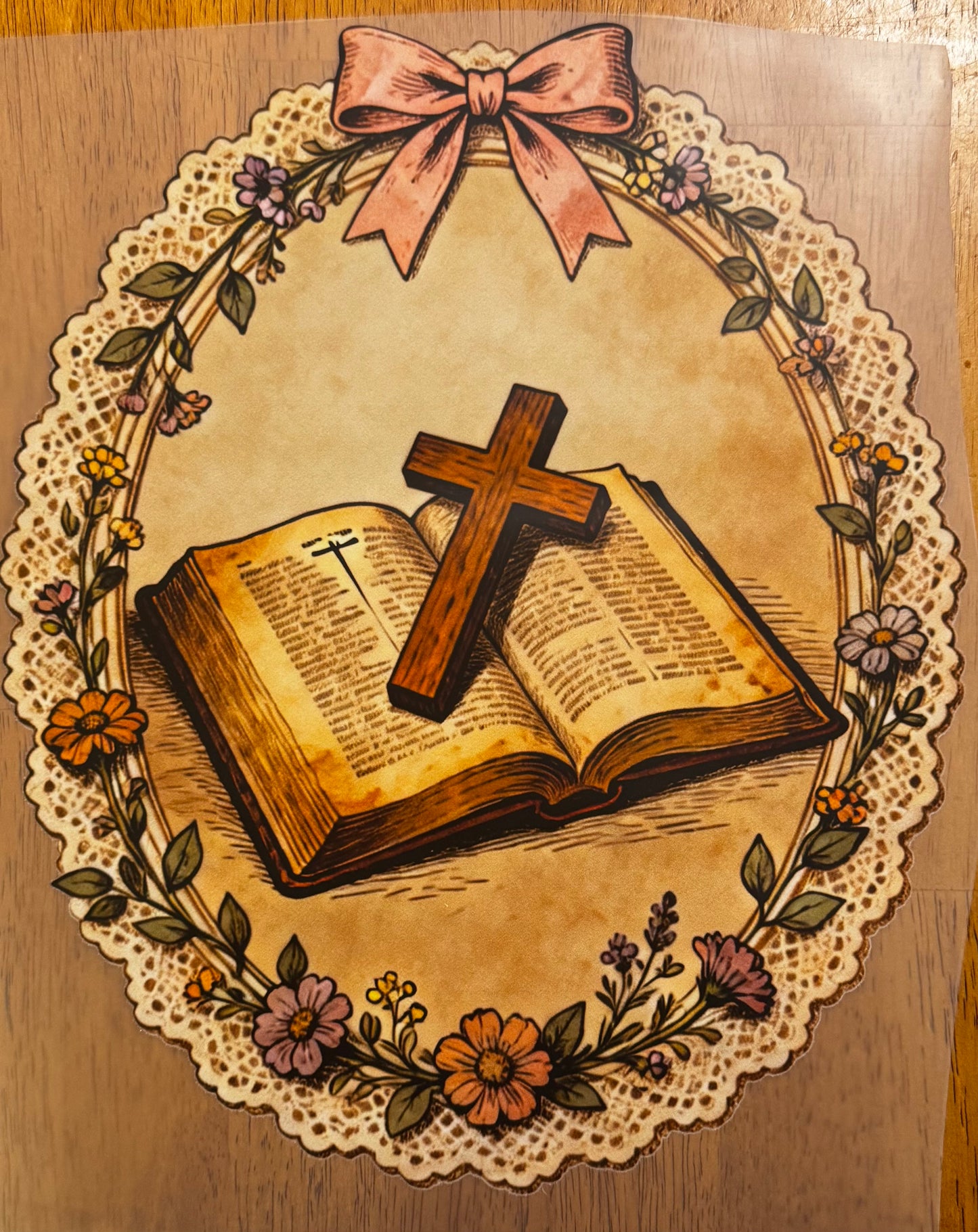"Bible and cross cloth"