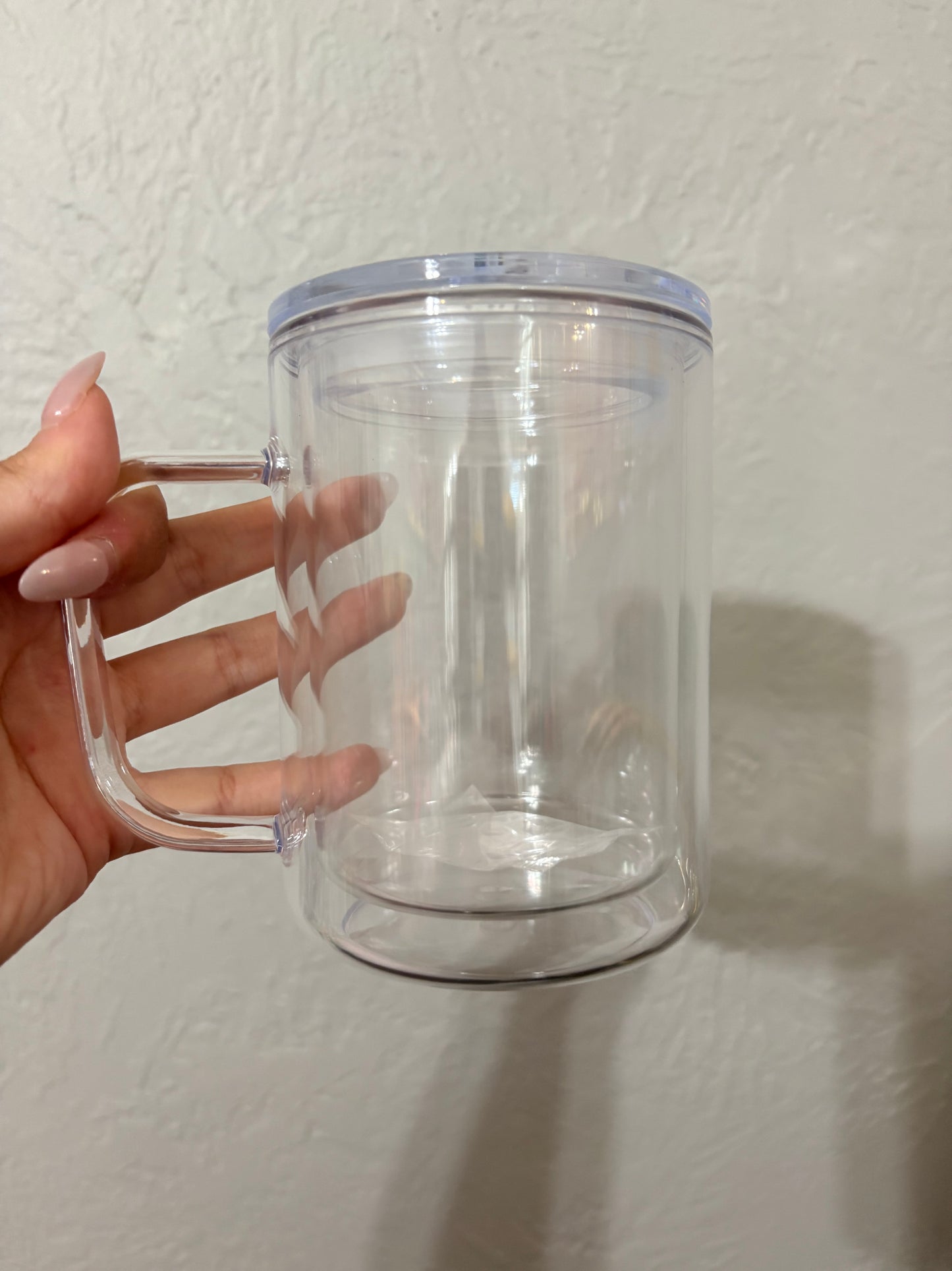 12oz ACRYLIC Mug Snowglobe w/handle