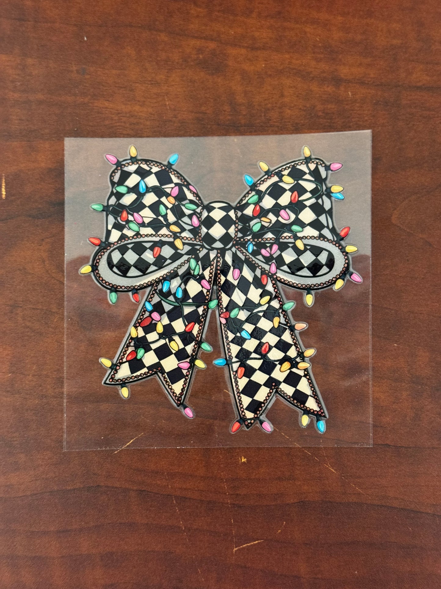 “Checkered lights bow” Decal