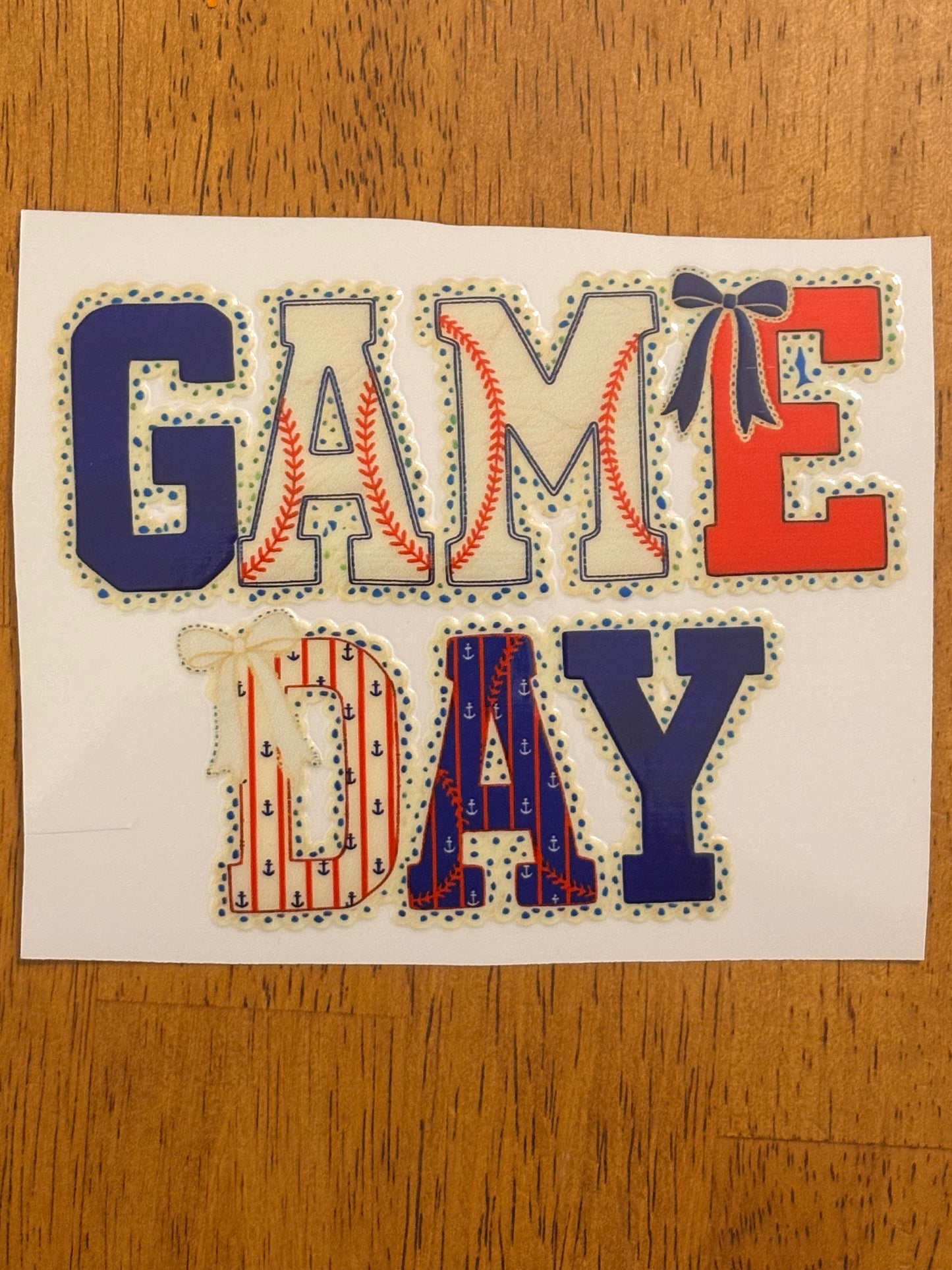 "Game day” Decal