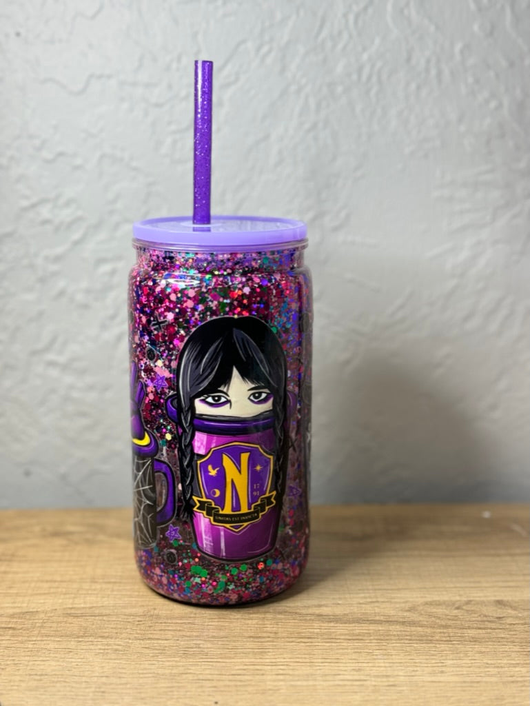 "Wednesday" Acrylic 16oz Snowglobe Tumbler *PREMADE