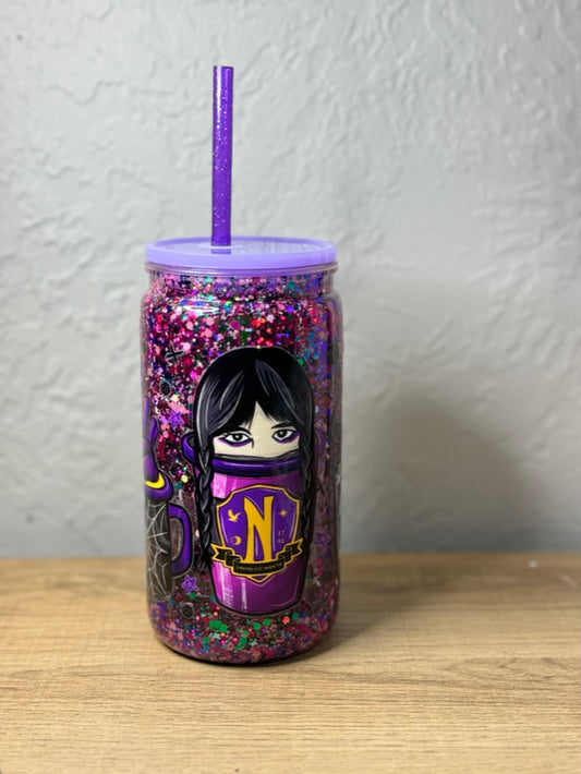 "Wednesday" Acrylic 16oz Snowglobe Tumbler *PREMADE