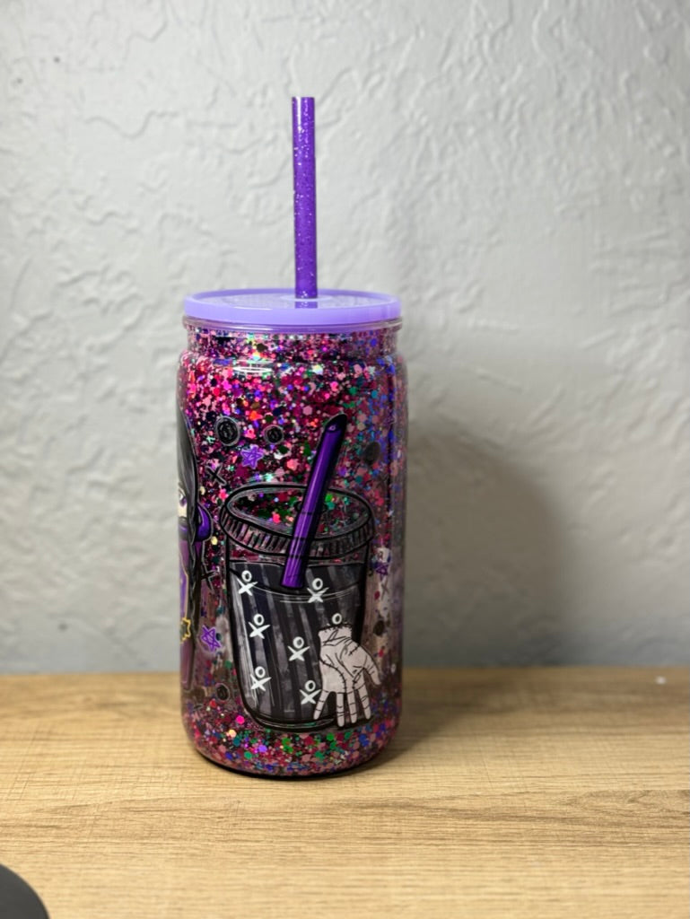 "Wednesday" Acrylic 16oz Snowglobe Tumbler *PREMADE