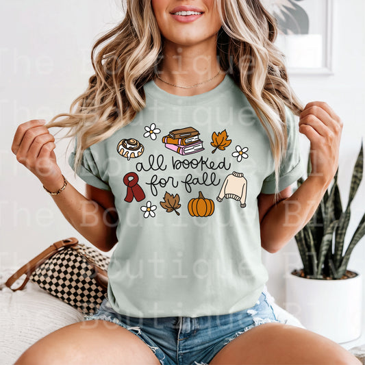 “All booked for fall" t-shirt