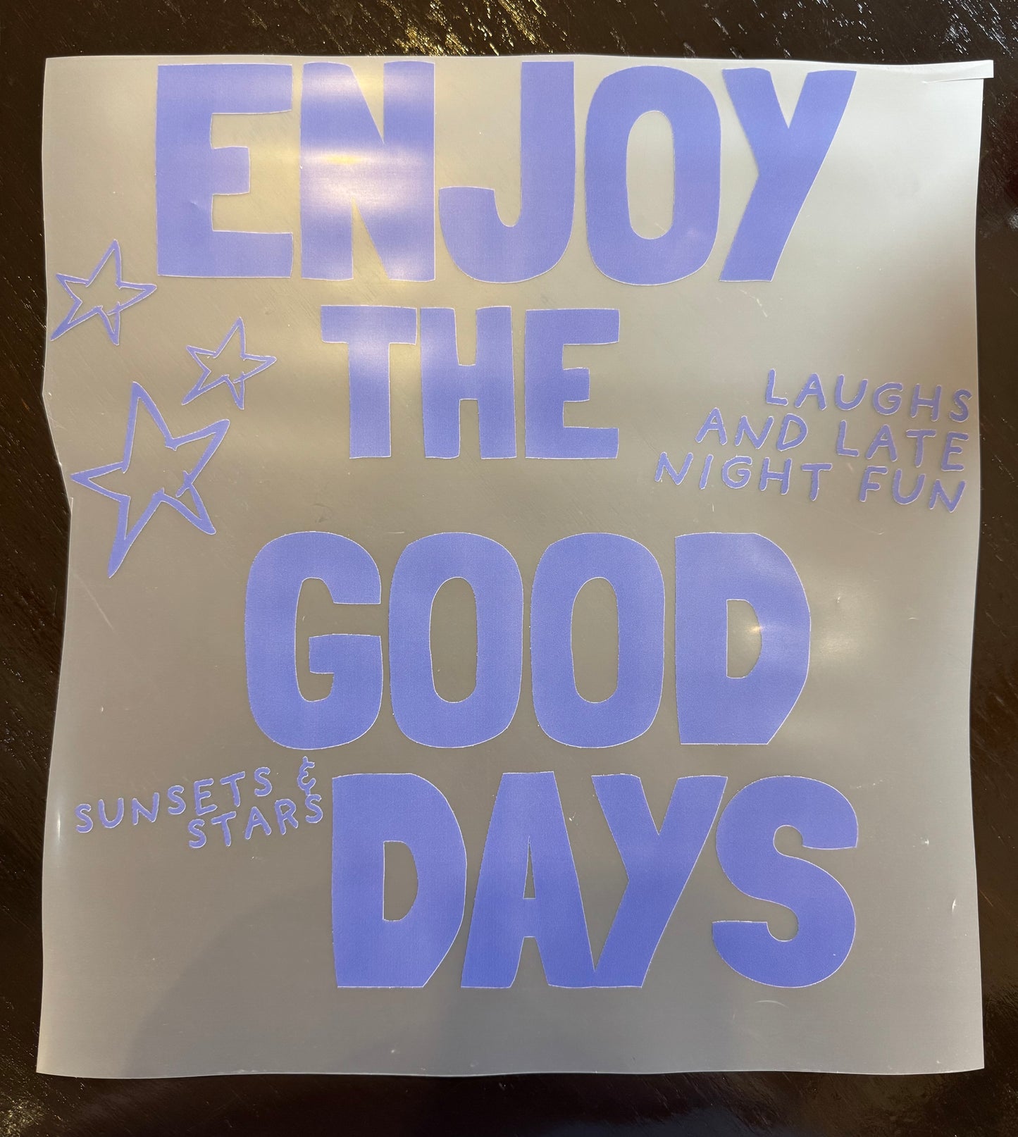 “Enjoy the good days"