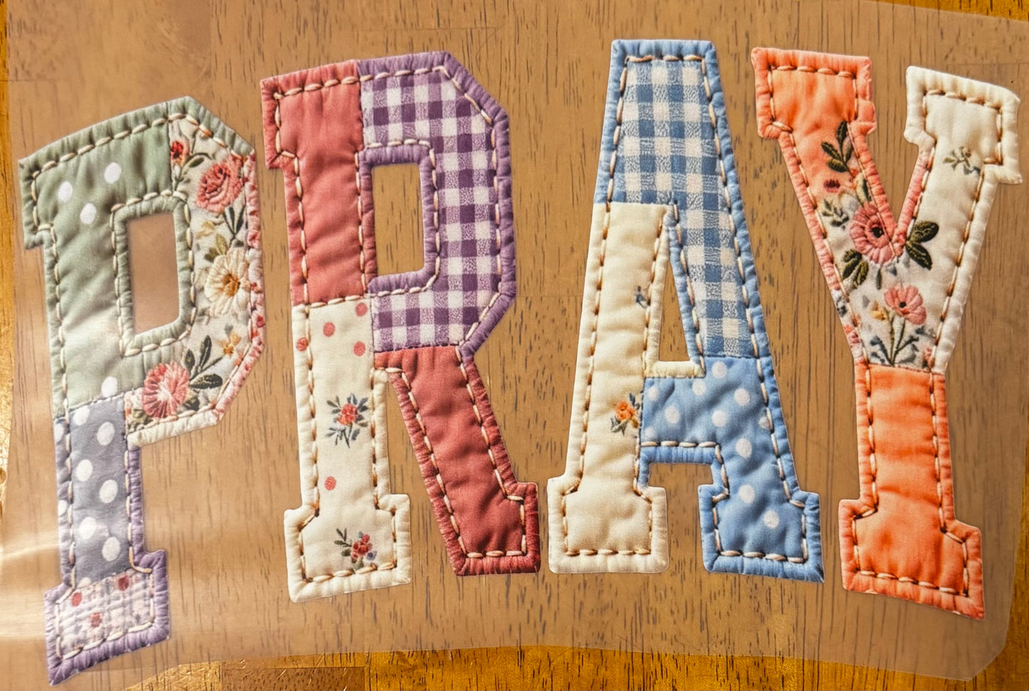"Pray faux stitch"