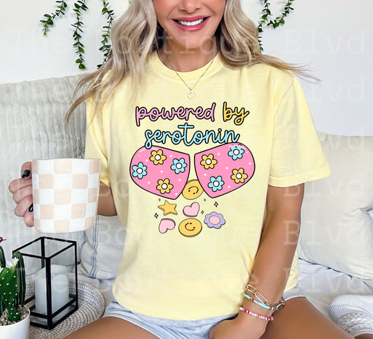 “Powered by serotonin" t-shirt