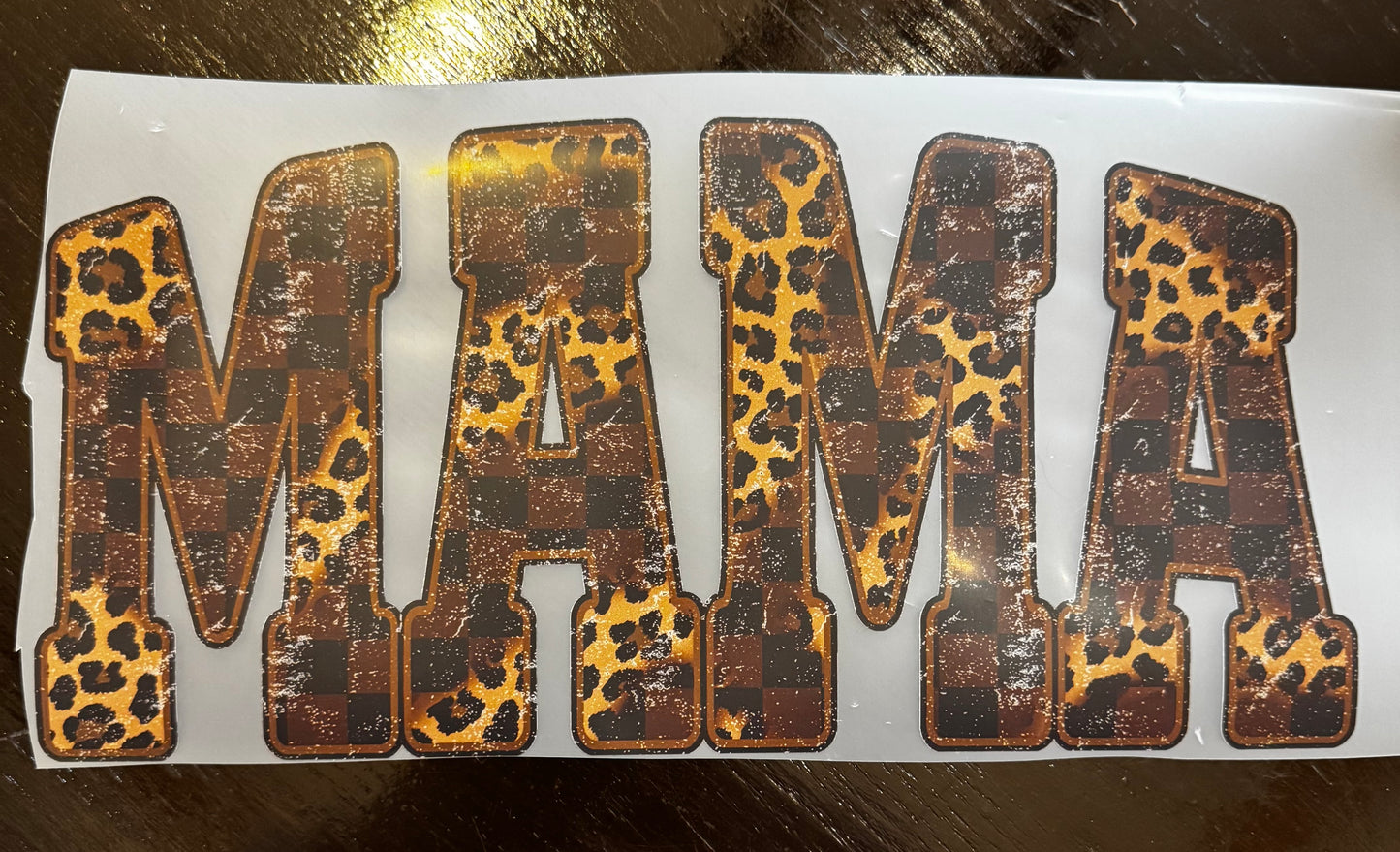 “Mama cheetah/checkered"