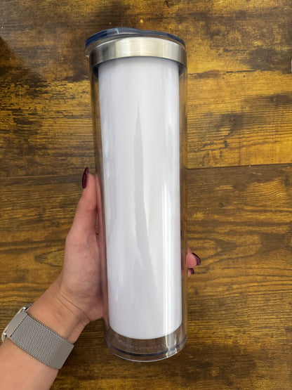 20oz INSULATED Skinny Acrylic Snow globe tumbler