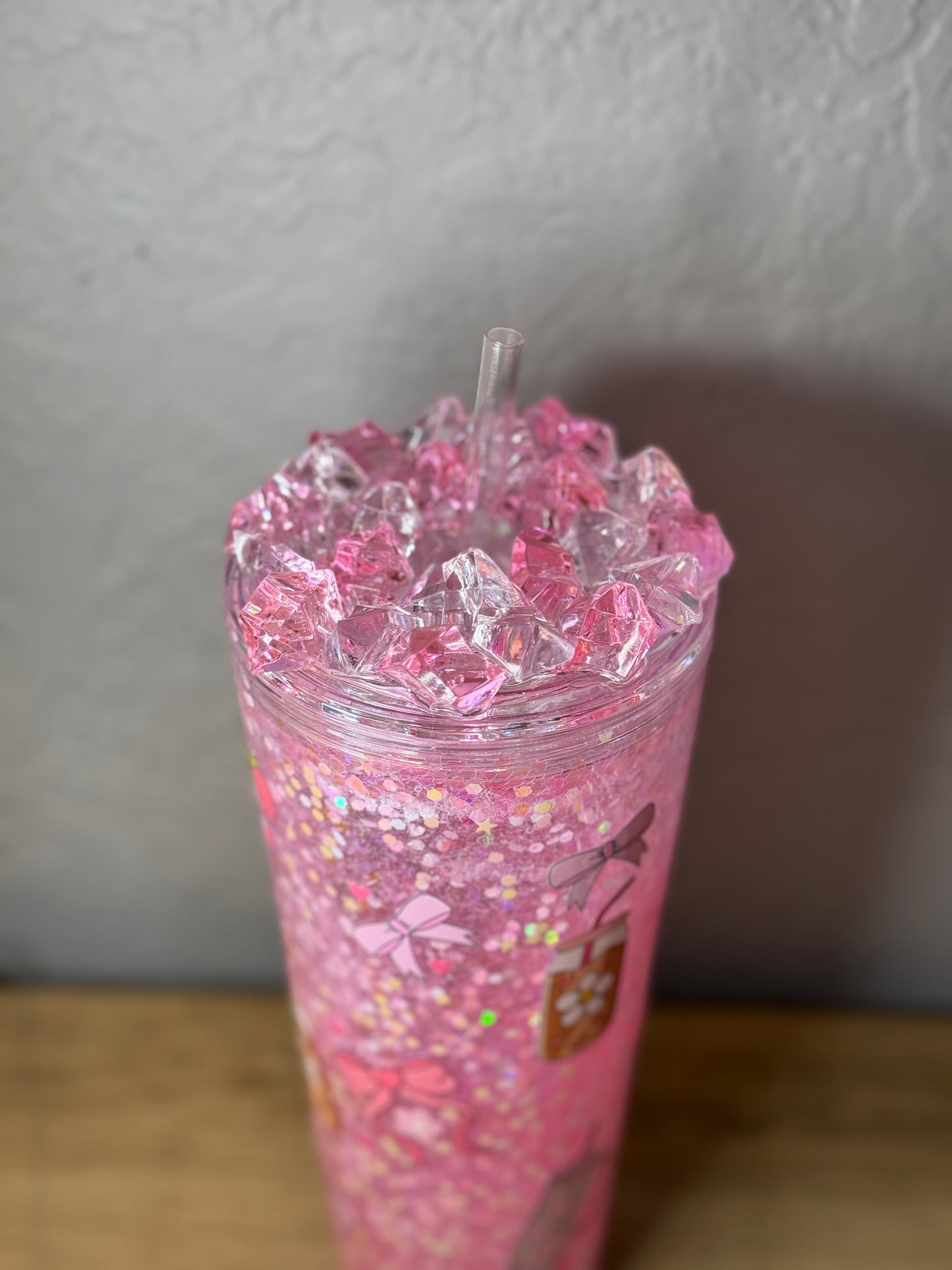 "Coffee lover" Acrylic 24oz Snowglobe Tumbler w/ fake diamond lid *PREMADE
