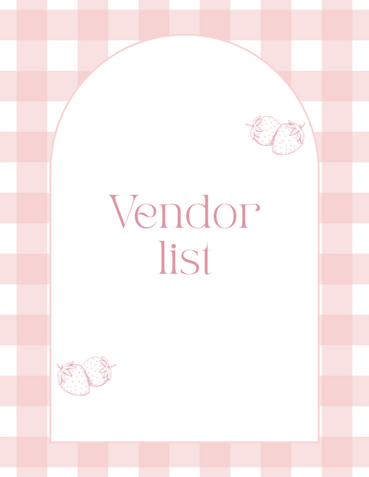 CLOTHING VENDOR LIST