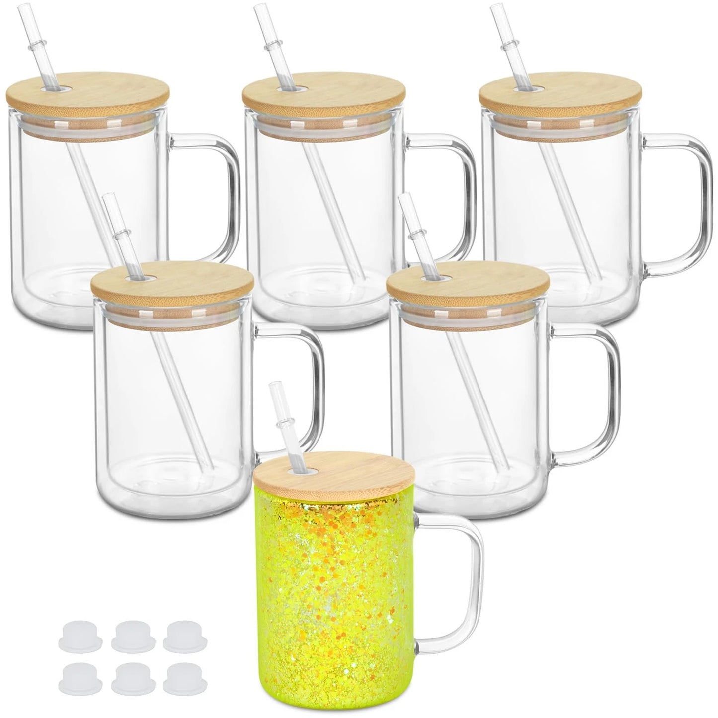 12oz GLASS Mug Snowglobe w/handle